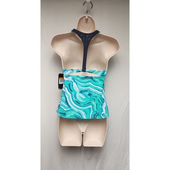Nike Scoop Neck Sleeveless Swimwear Tankini Top Neon Green Black Size Small - Picture 4 of 8